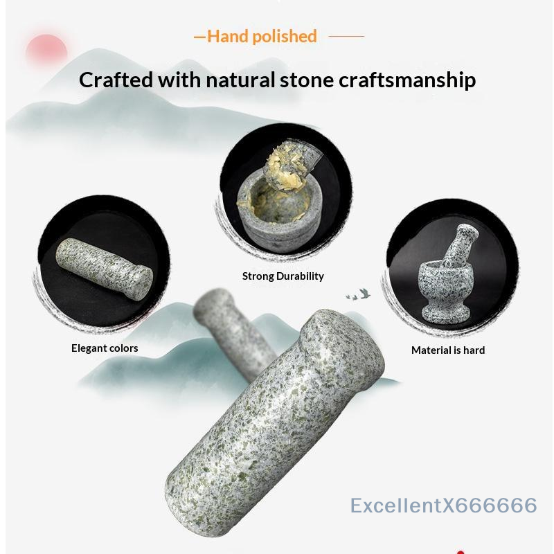 Mortar Pestle Granite - Pillette et mortier en granit naturel,
