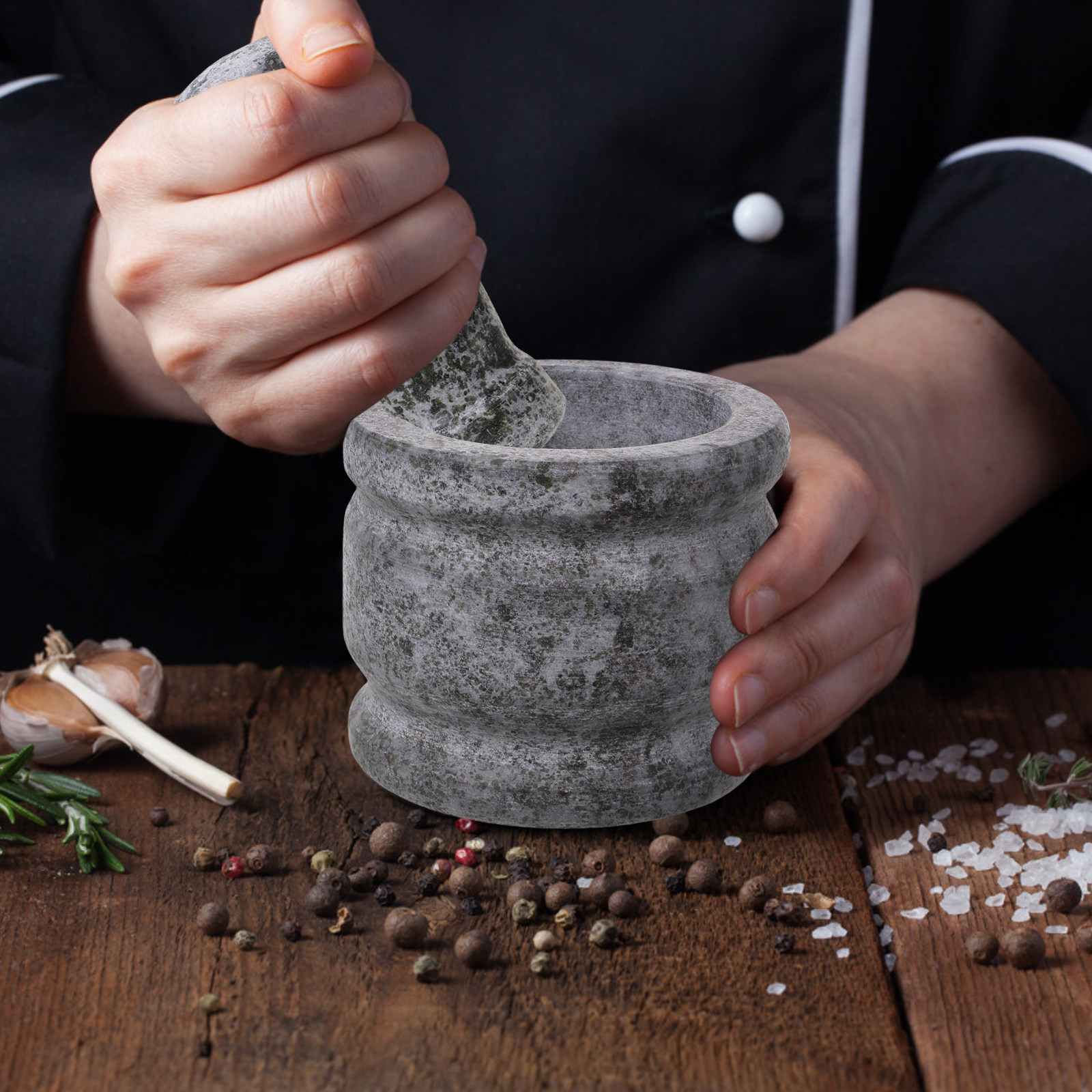 Mortar Pestle Granite - 1 ensemble de mortier et pilon