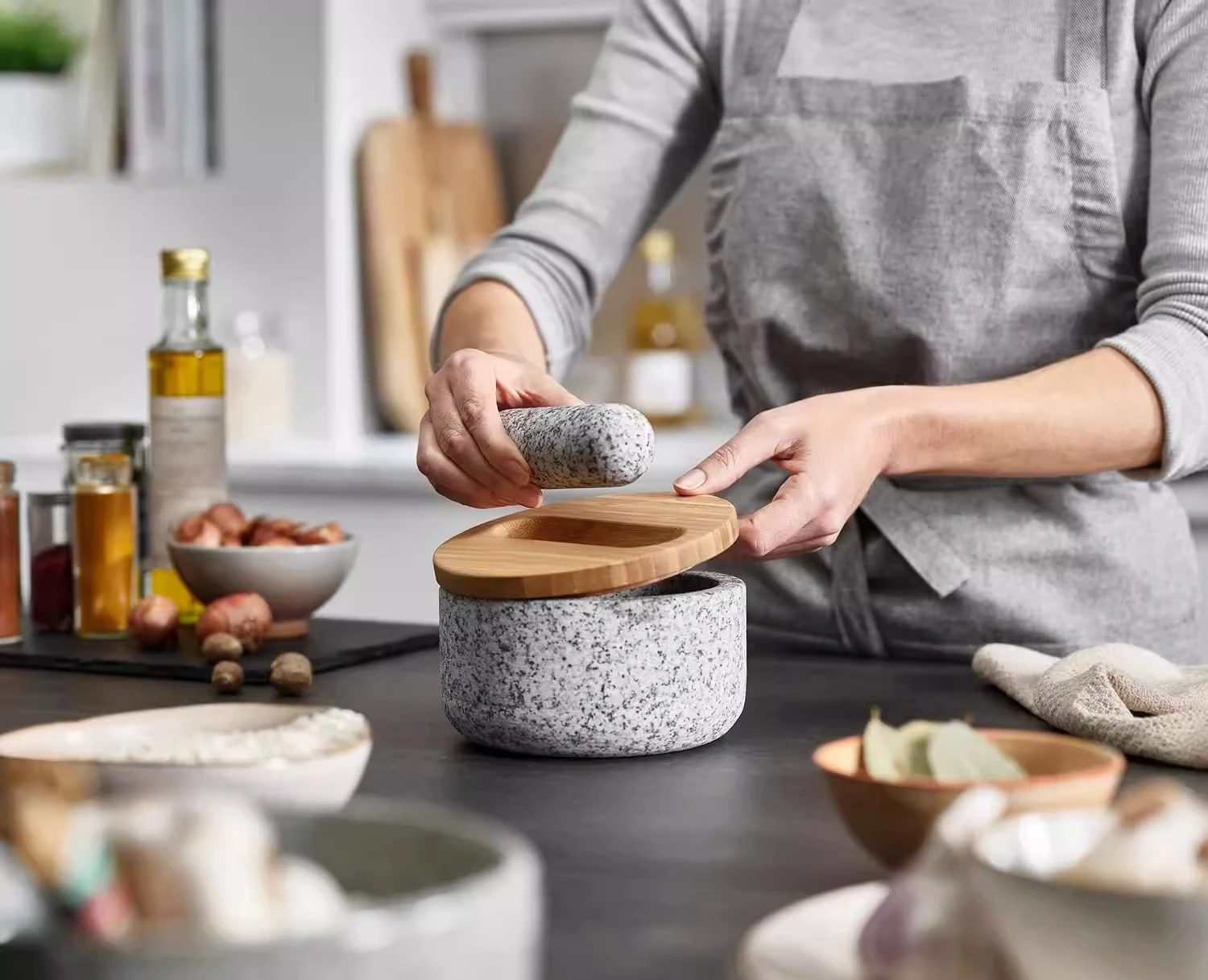 Pilon en granit avec revêtemen - Mortar Pestle Granite avis et prix