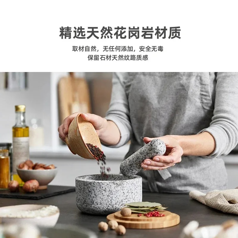 Presse-ail couvercle en bambou - Mortar Pestle Granite avis et prix
