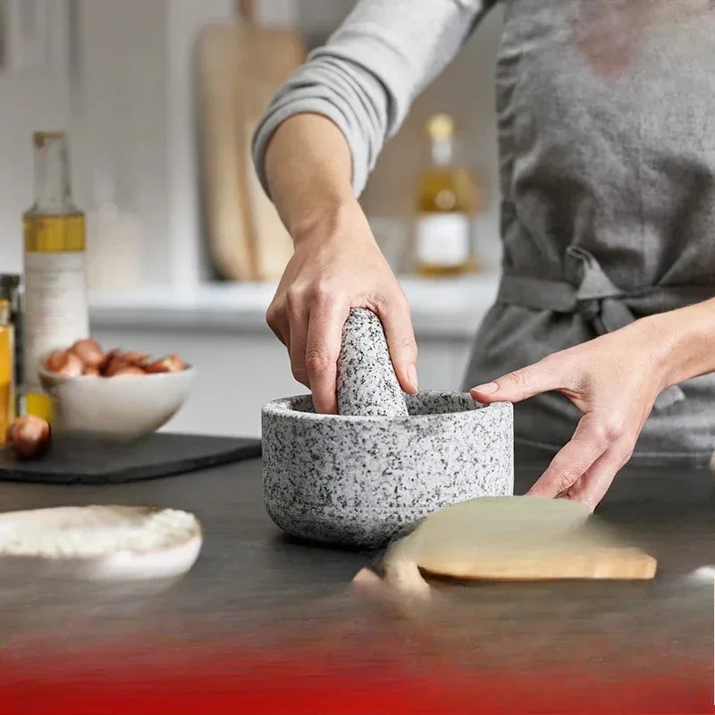 Presse-ail couvercle en bambou - Mortar Pestle Granite avis et prix