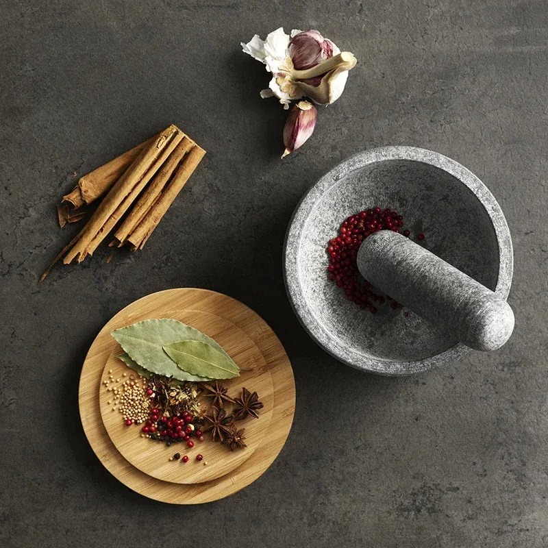 Presse-ail couvercle en bambou - Mortar Pestle Granite avis et prix